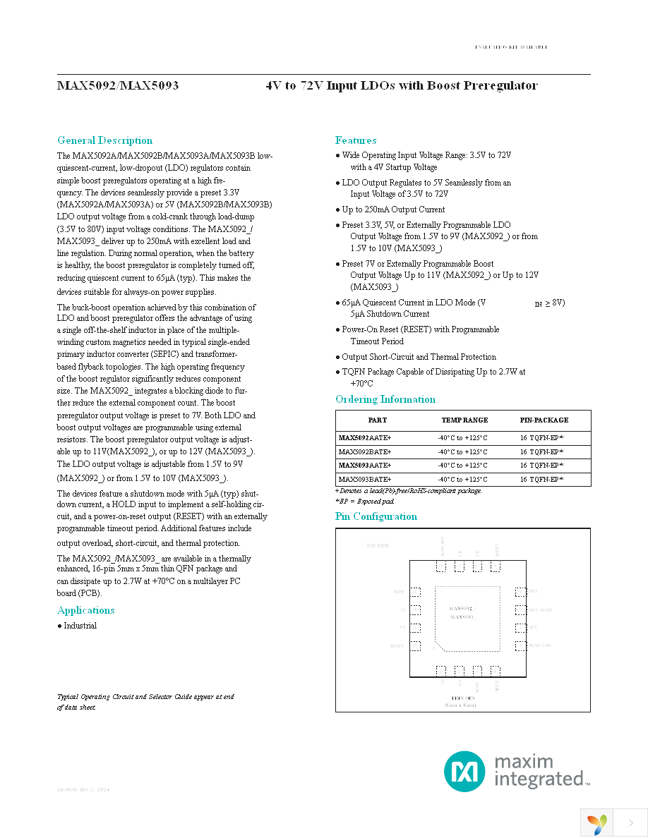 MAX5093BATE+ Page 1