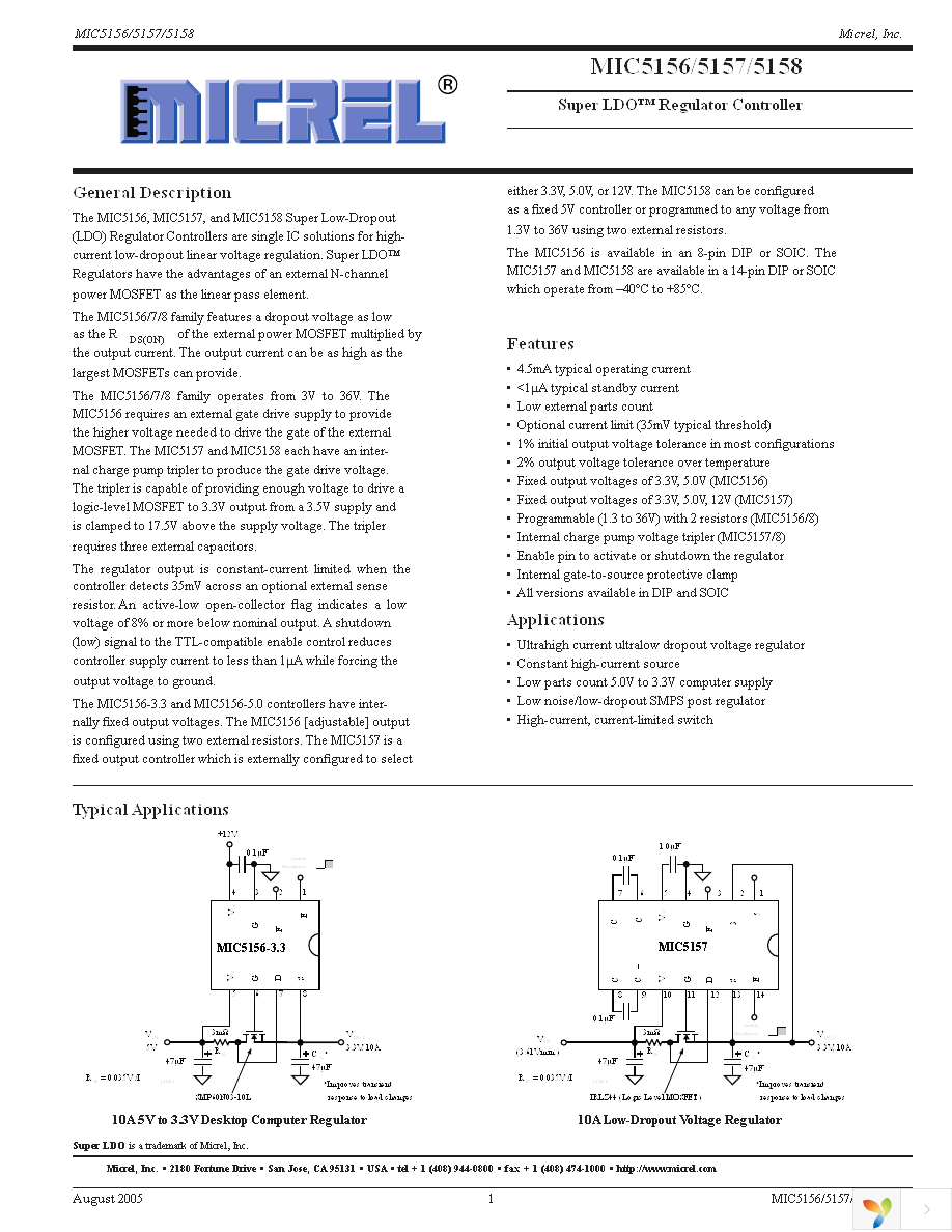 MIC5158YM Page 1