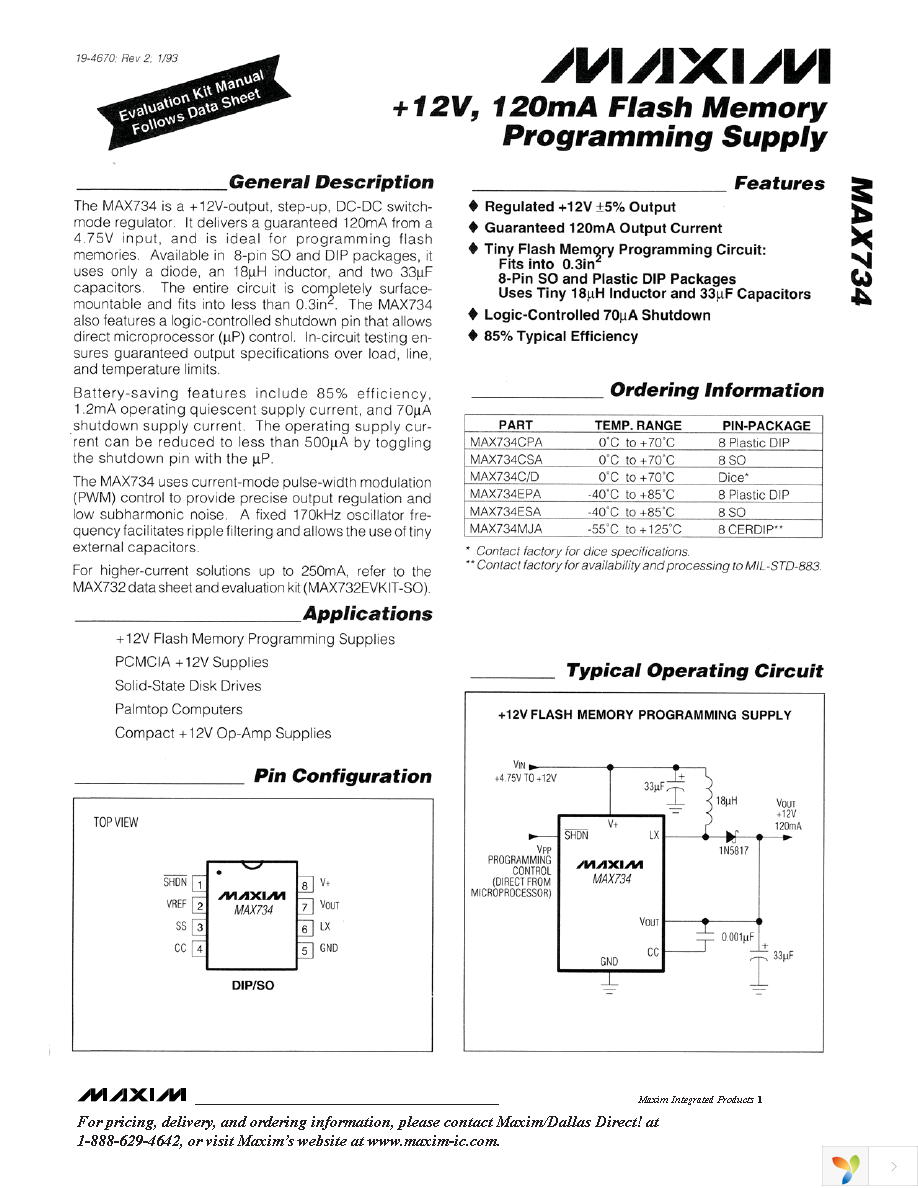 MAX734CSA+ Page 1