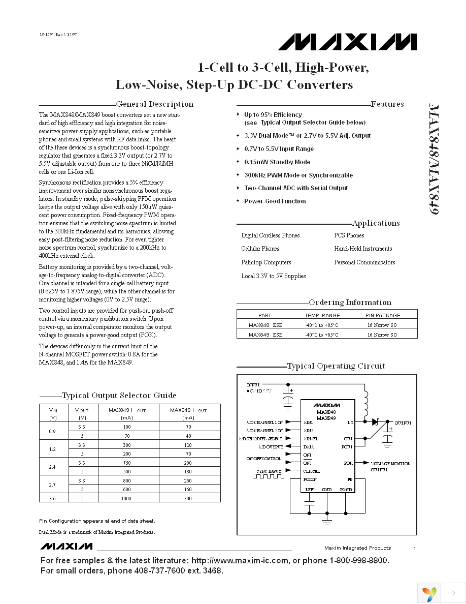 MAX848ESE+ Page 1