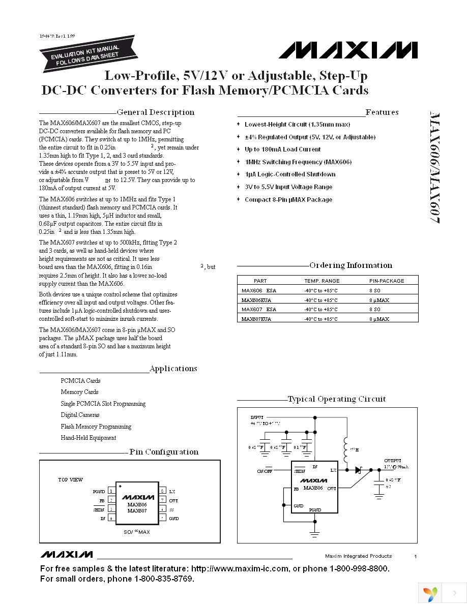 MAX607ESA+ Page 1