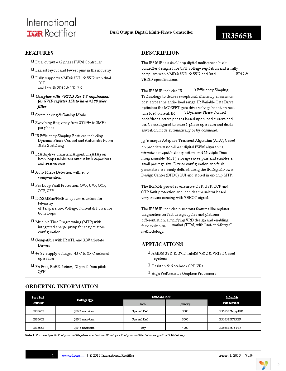 IR3565BMFS01TRP Page 1