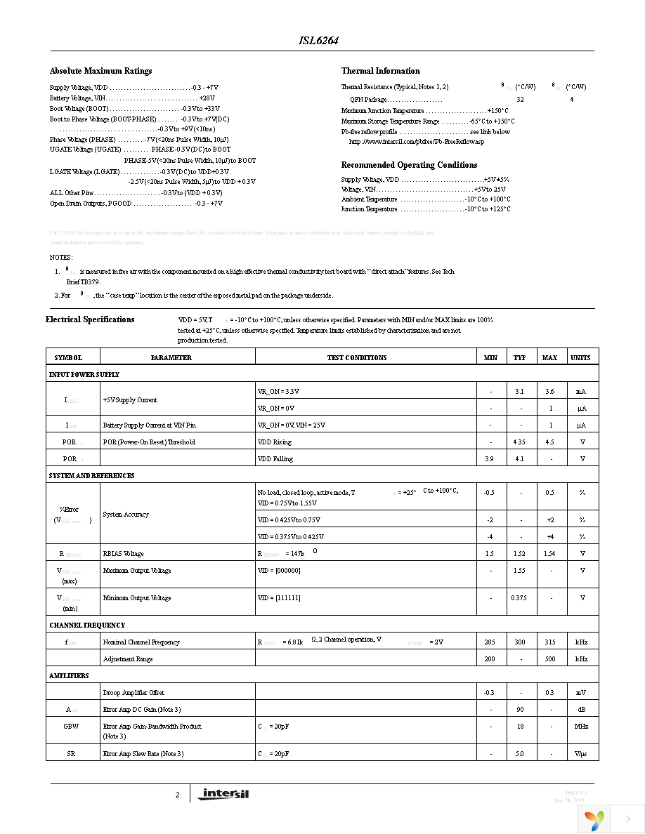 ISL6264CRZ Page 2