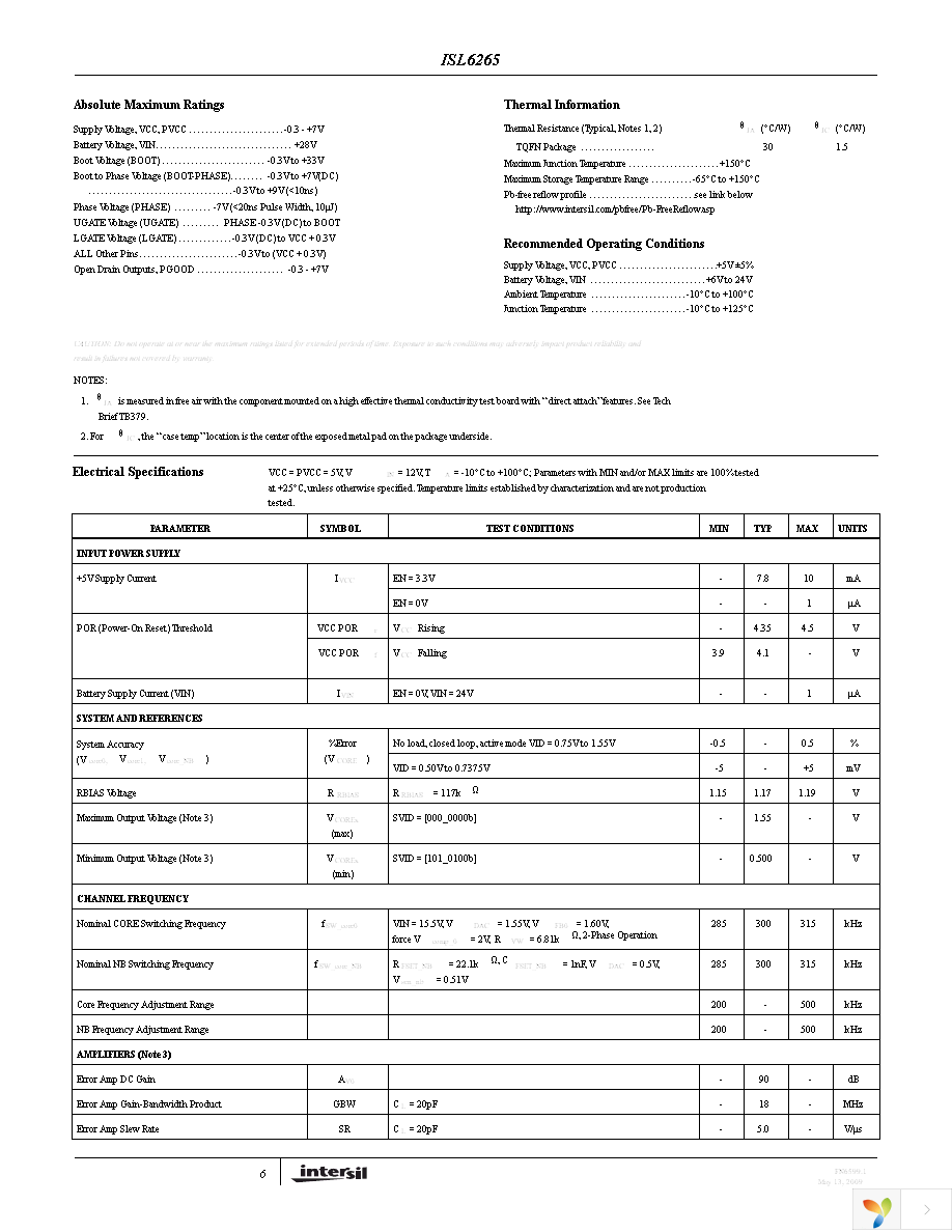 ISL6265HRTZ Page 6