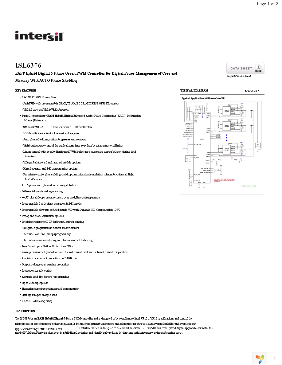 ISL6376CRZ Page 1