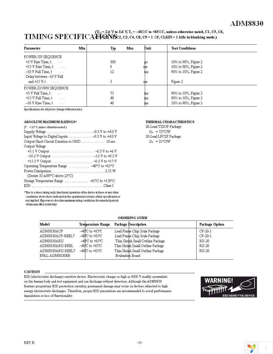 ADM8830ARU-REEL Page 3