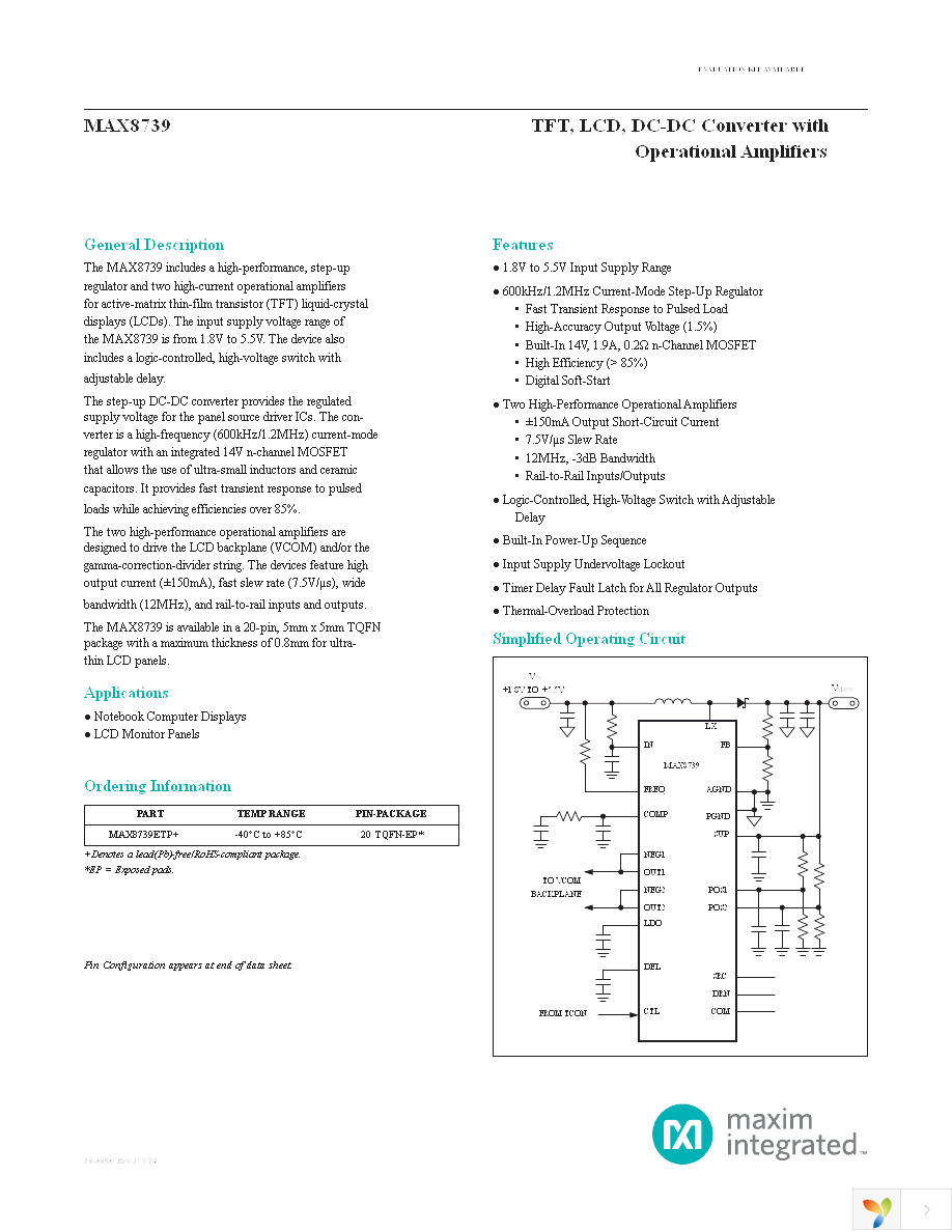 MAX8739ETP+T Page 1