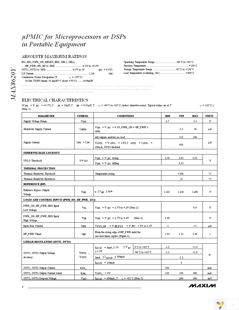 MAX8620YETD+T Page 2