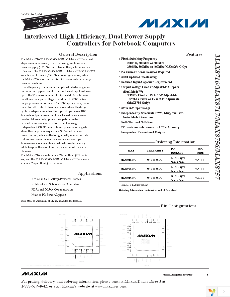 MAX8717ETI+T Page 1