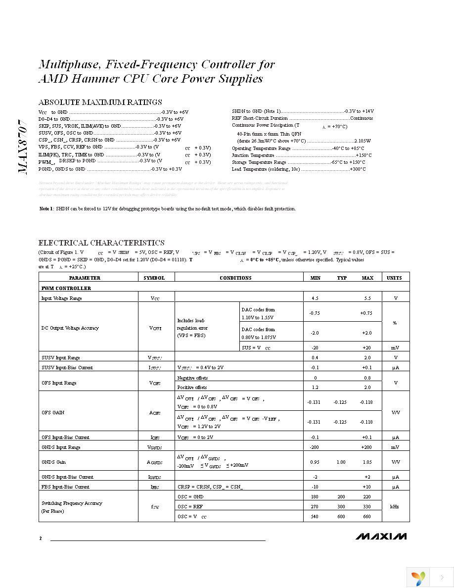 MAX8707ETL+ Page 2