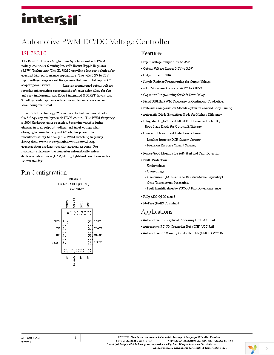 ISL78210ARUZ-T Page 1