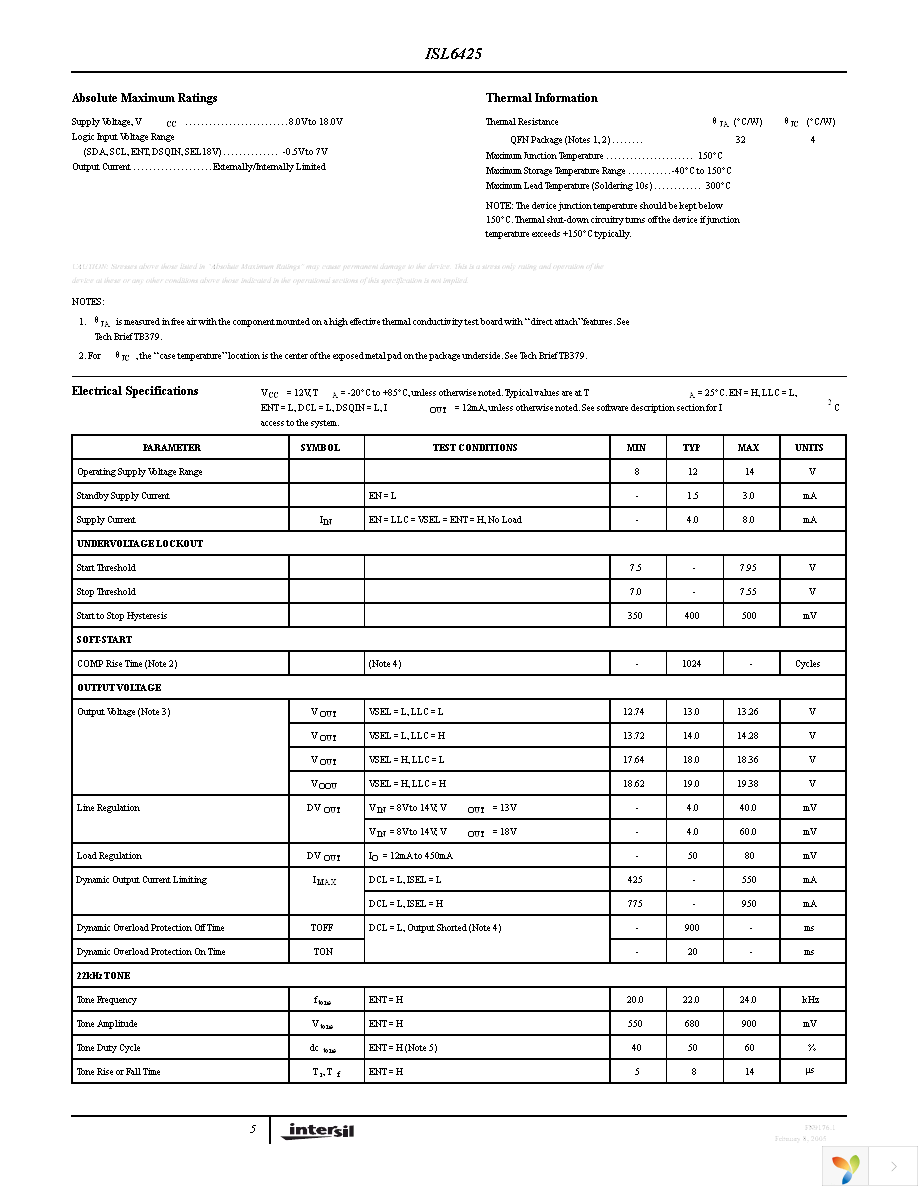 ISL6425ERZ-T Page 5