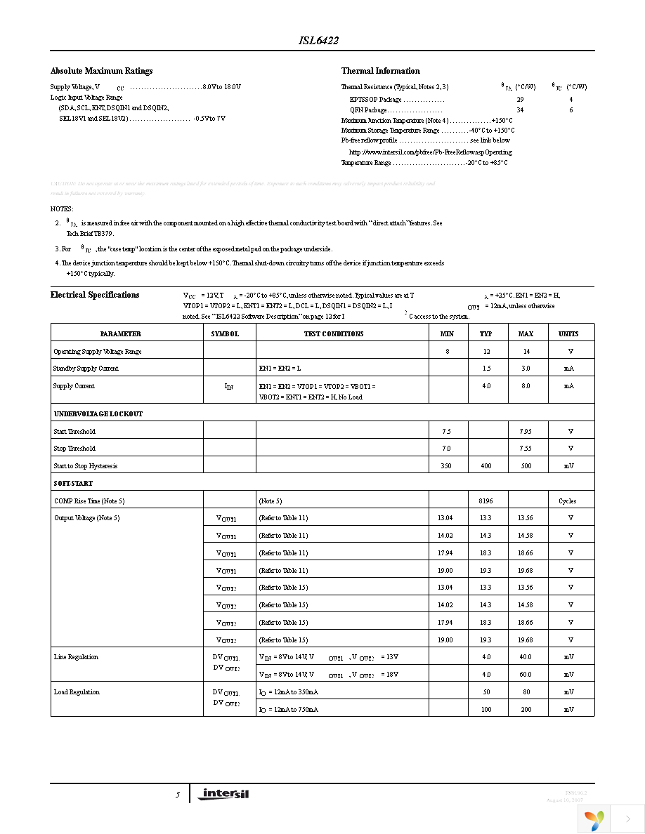 ISL6422ERZ-T Page 5