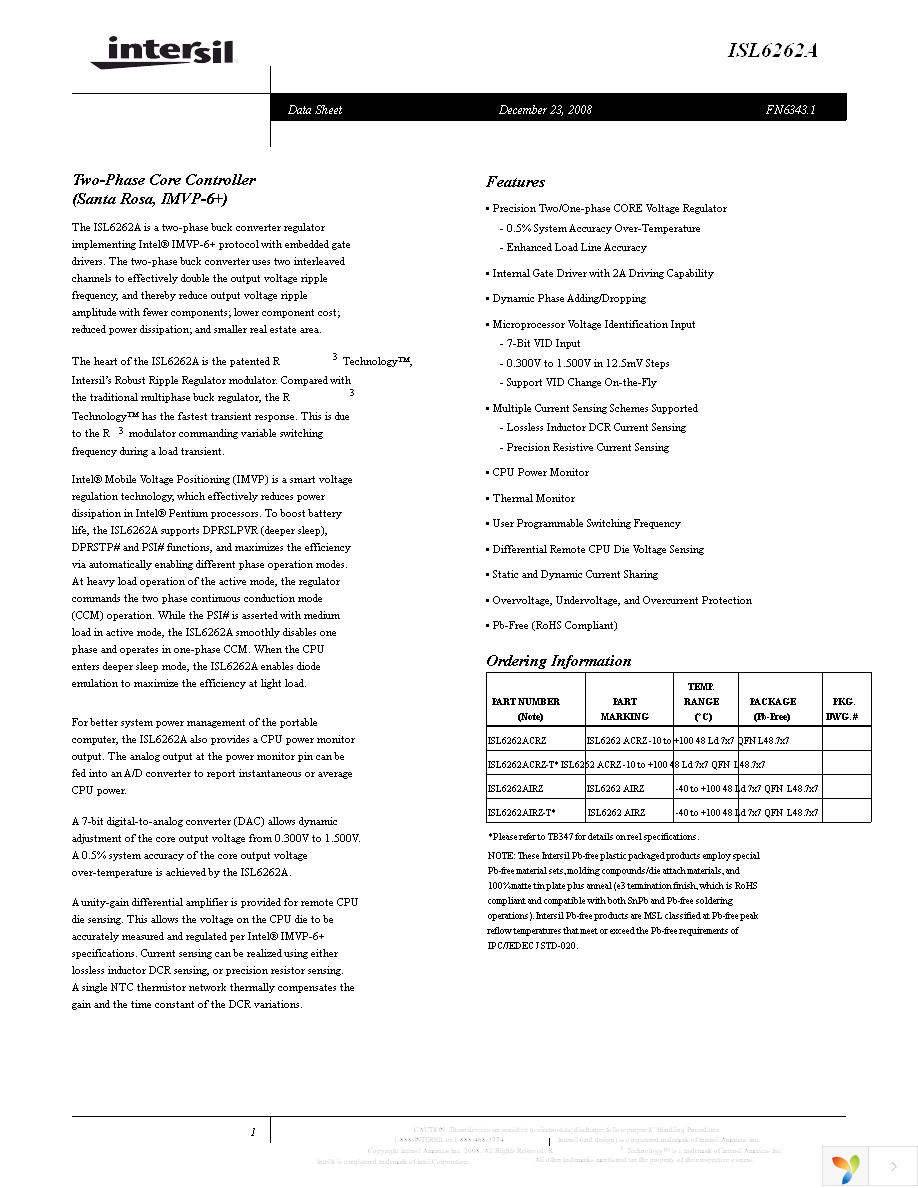 ISL6262AIRZ-T Page 1