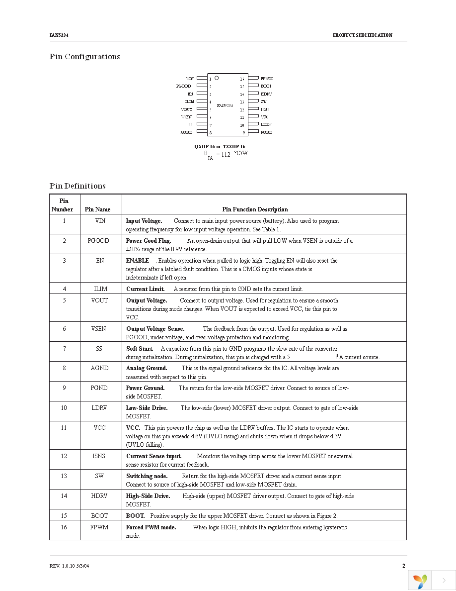 FAN5234QSCX Page 2