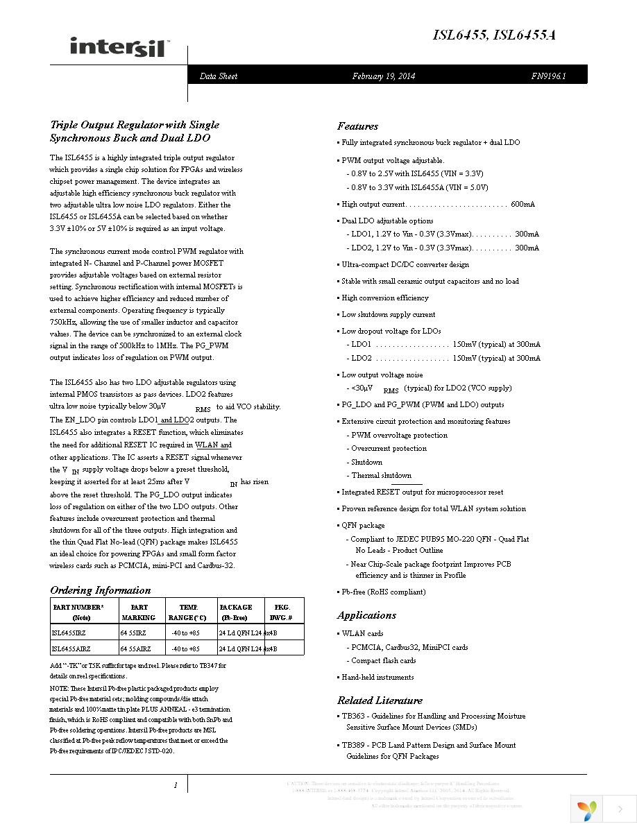 ISL6455AIRZ-TK Page 1