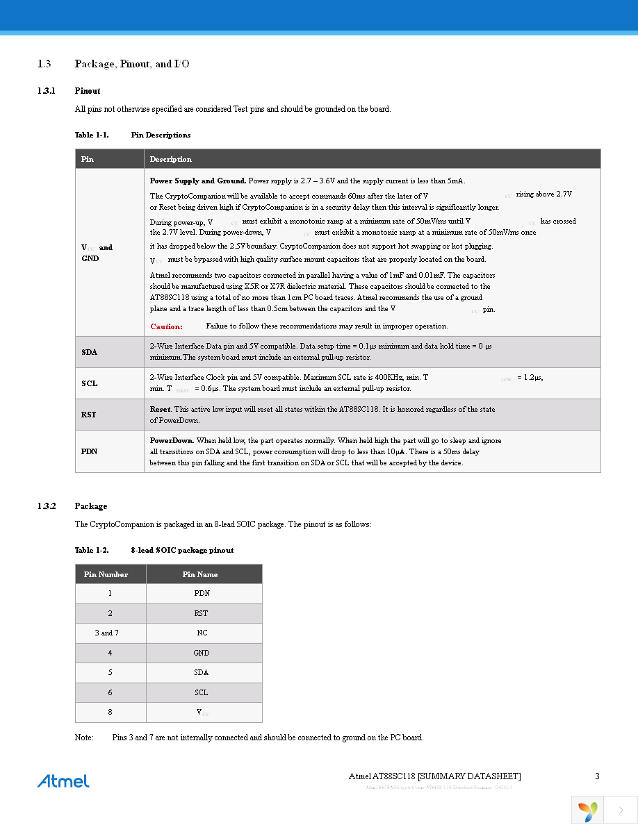 AT88SC118-SH-CM-T Page 3