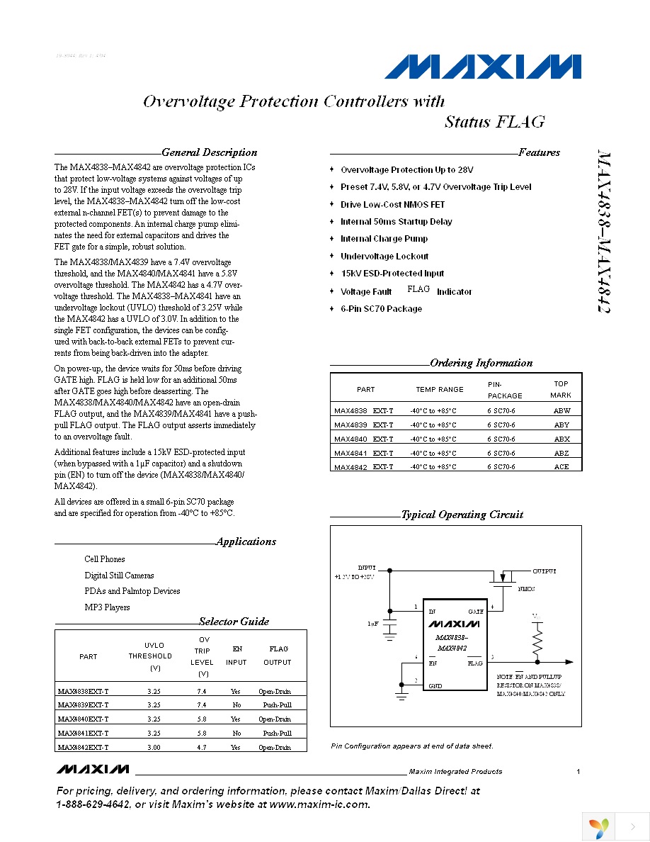 MAX4841EXT+T Page 1