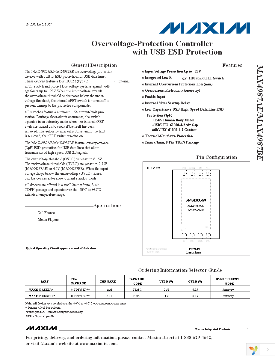 MAX4987AEETA+T Page 1