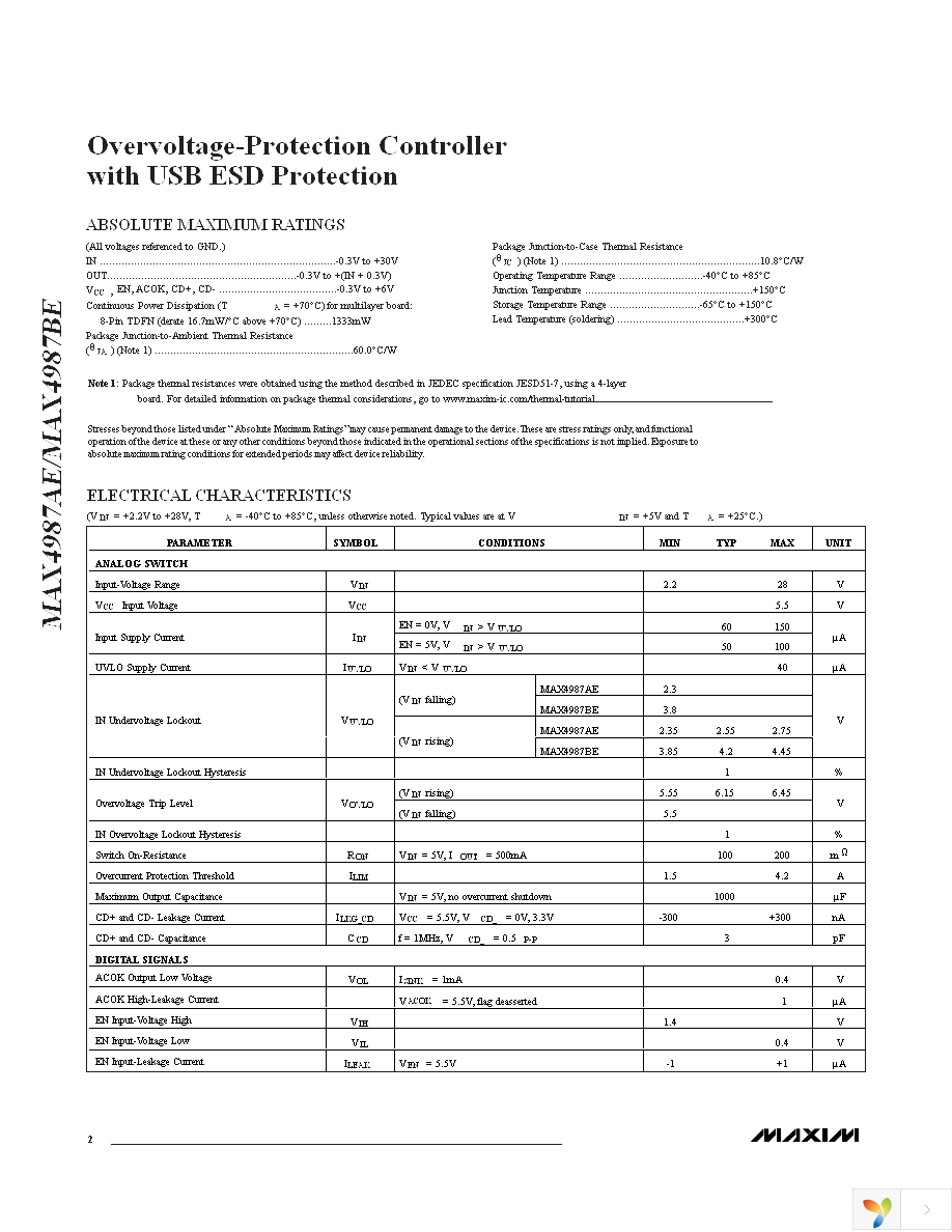 MAX4987AEETA+T Page 2