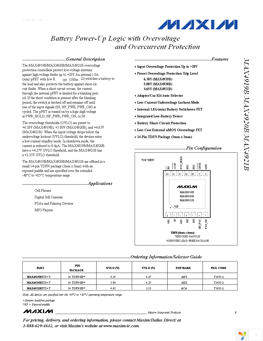 MAX4921BETD+T Page 1