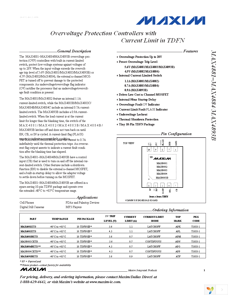 MAX4893BETB+T Page 1