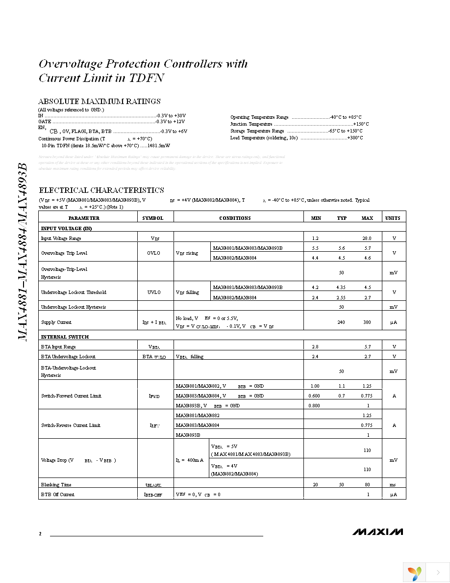 MAX4893BETB+T Page 2