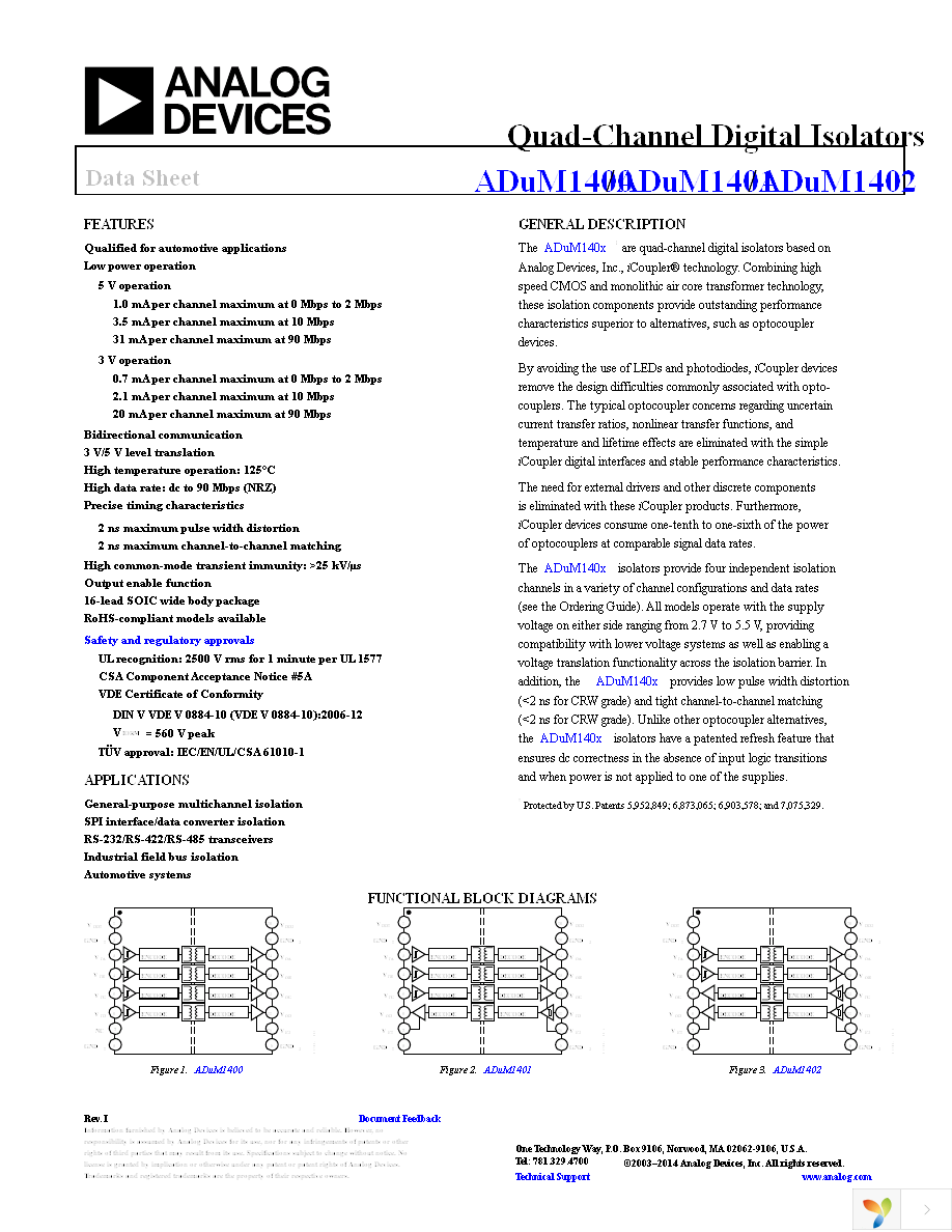 ADUM1402ARWZ-RL Page 1