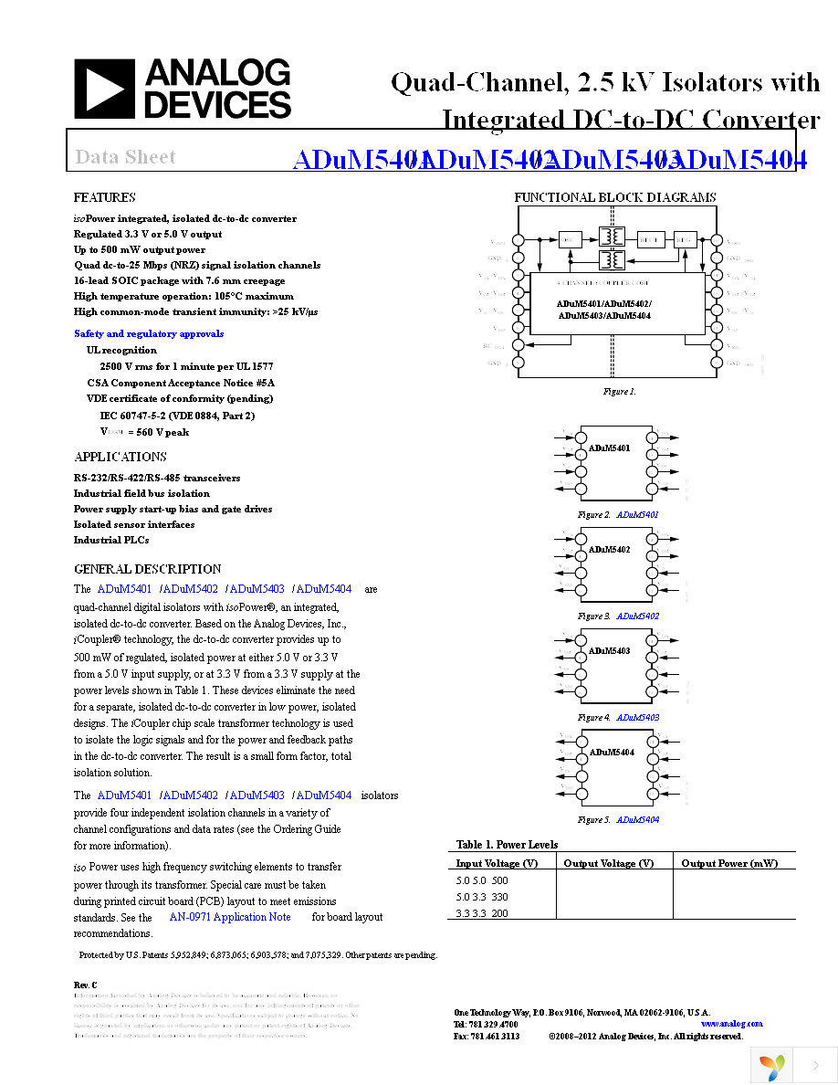 ADUM5402ARWZ-RL Page 1