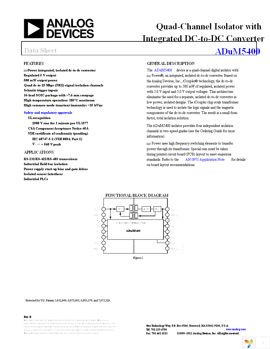 ADUM5400ARWZ Page 1