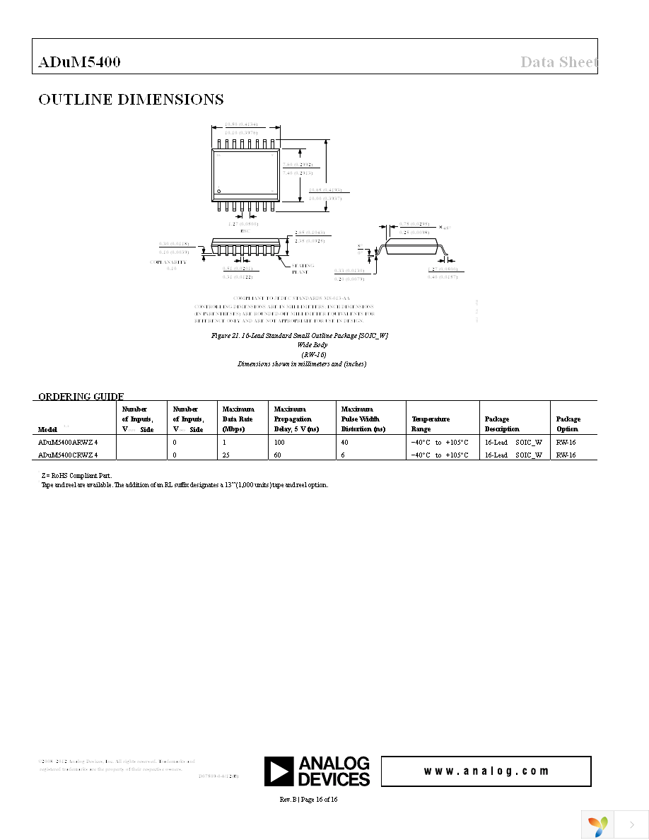 ADUM5400ARWZ Page 16