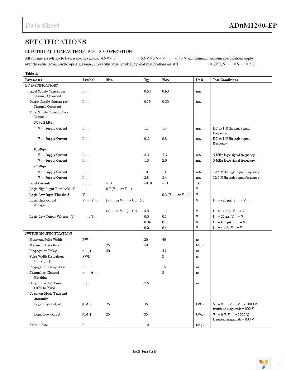 ADUM1200UR-EP-RL7 Page 3