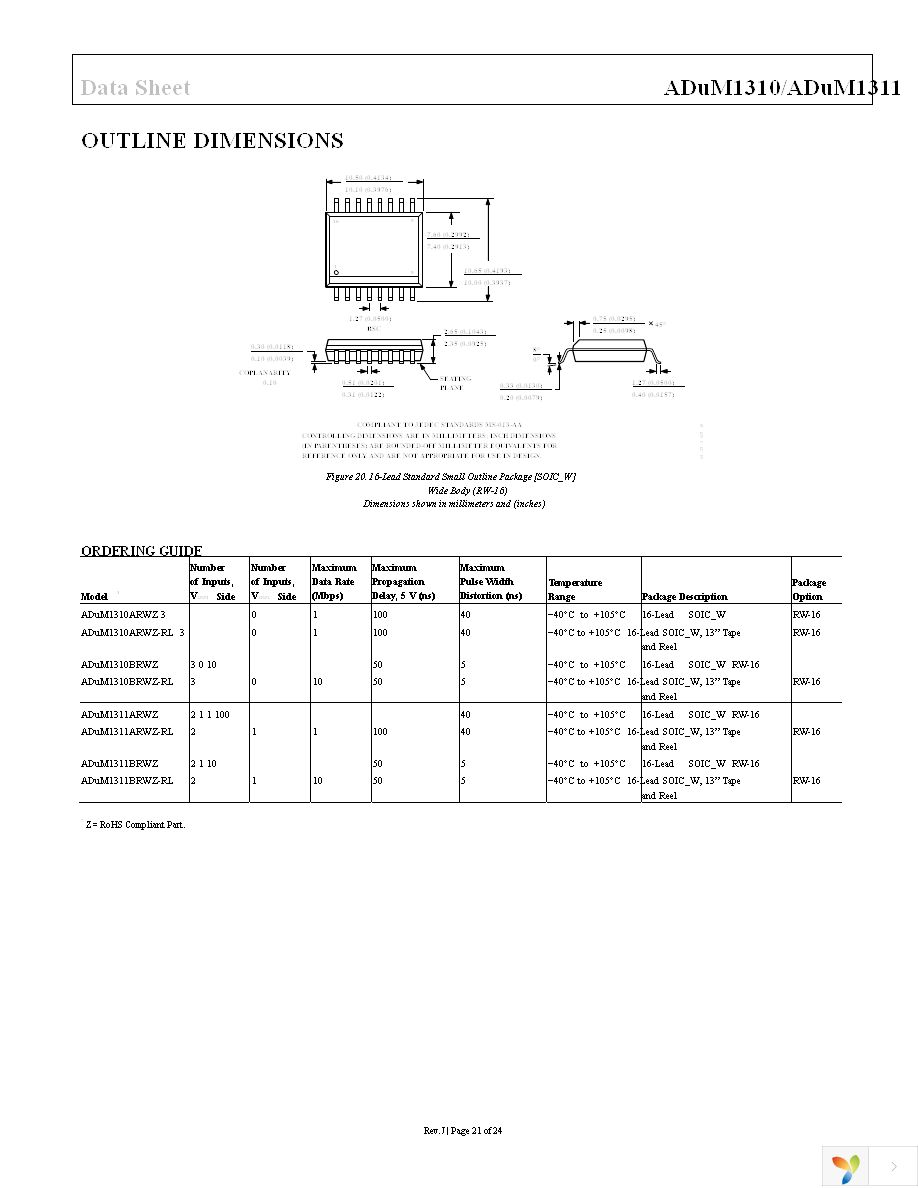 ADUM1310ARWZ Page 21