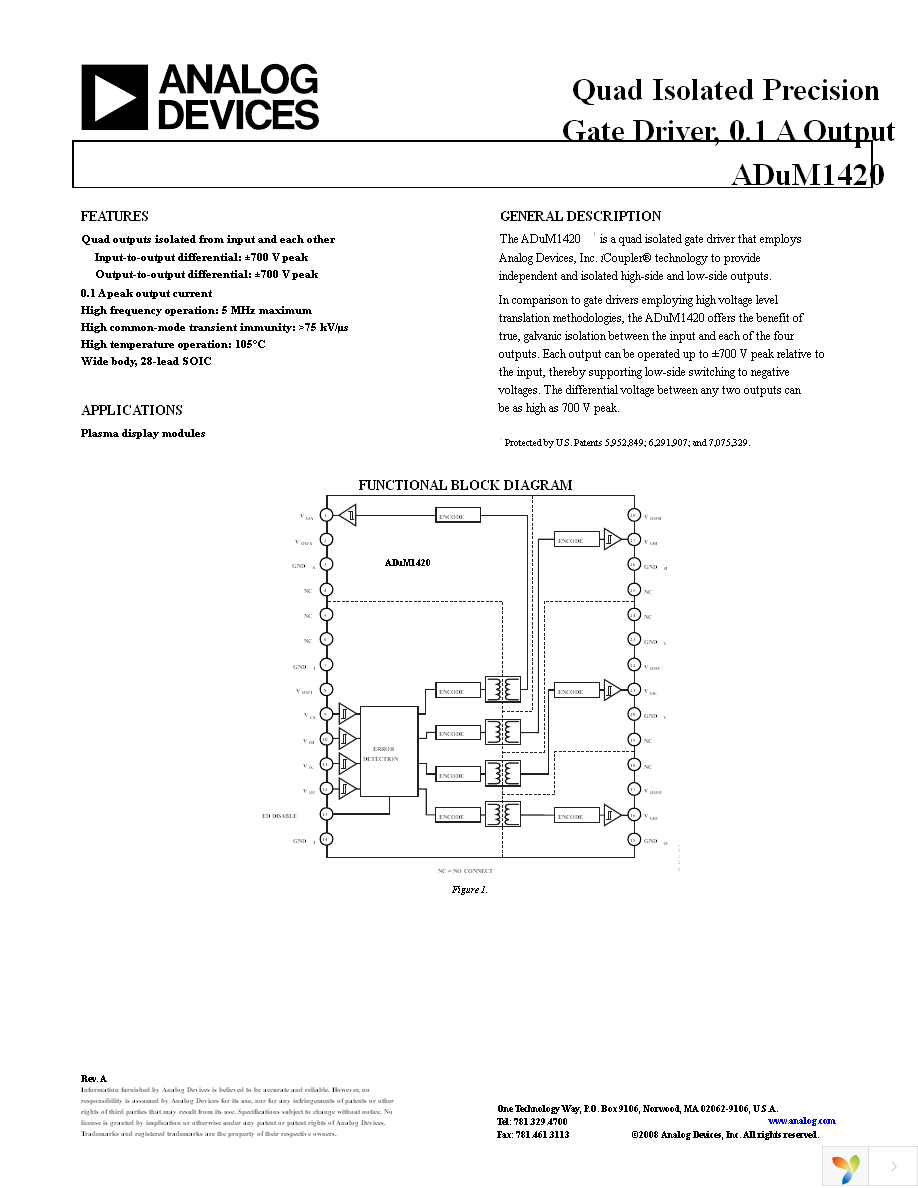 ADUM1420BRWZ Page 1