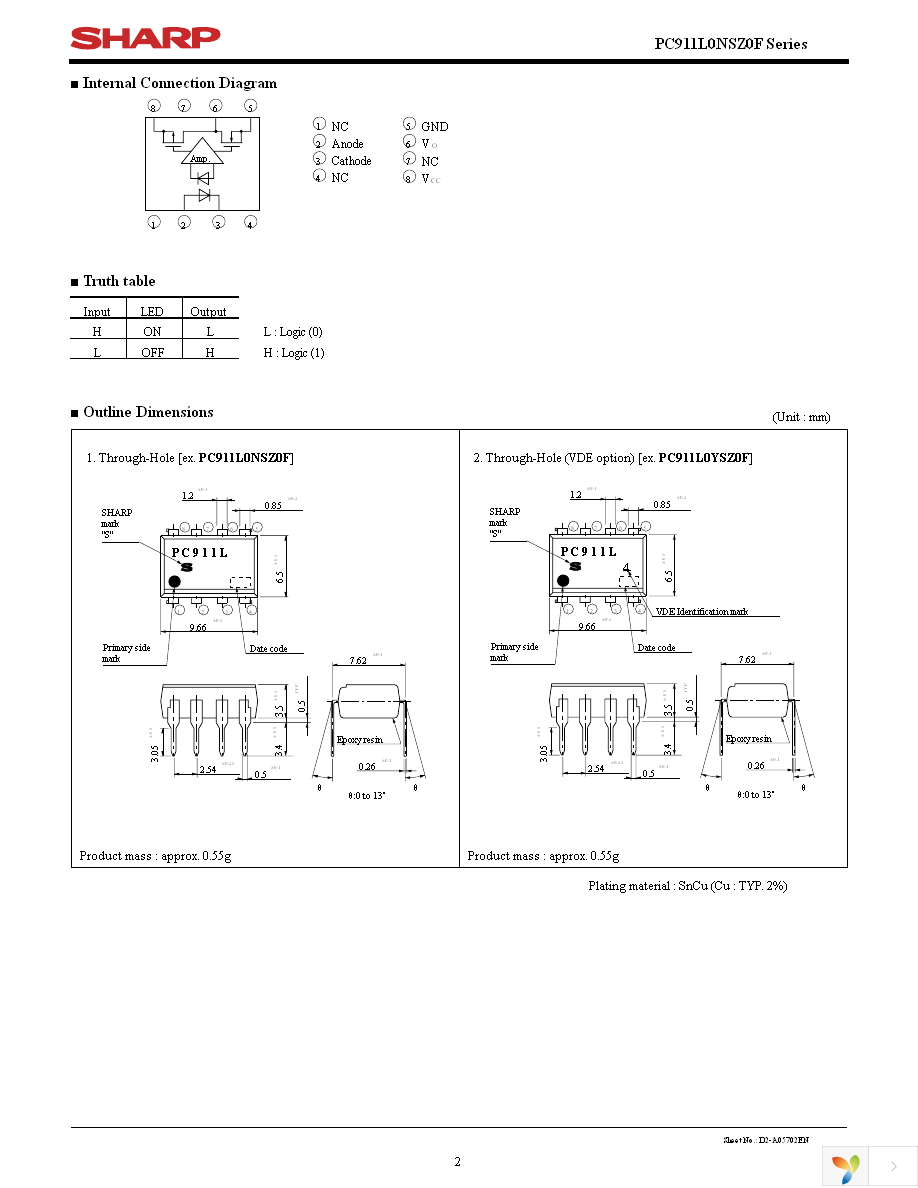 PC911L0YSZ0F Page 2