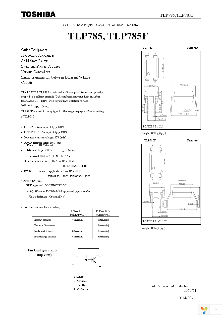 TLP785(GR-TP6,F) Page 1