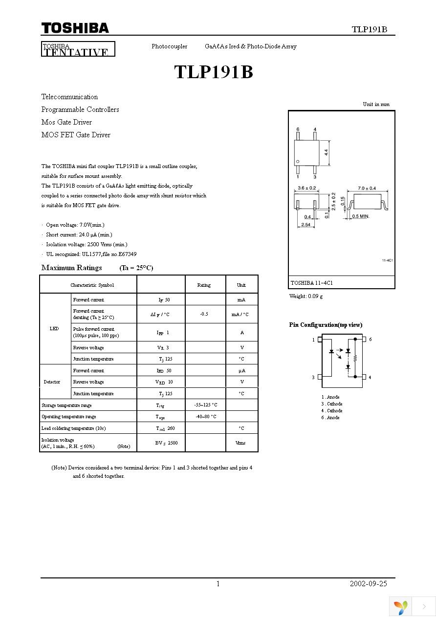 TLP191B(TPR,U,C,F) Page 1