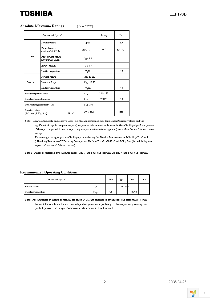 TLP190B(U,C,F) Page 2