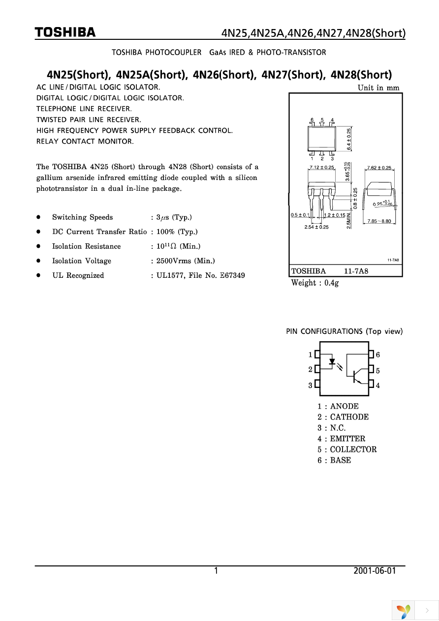 4N25A(SHORT,F) Page 1