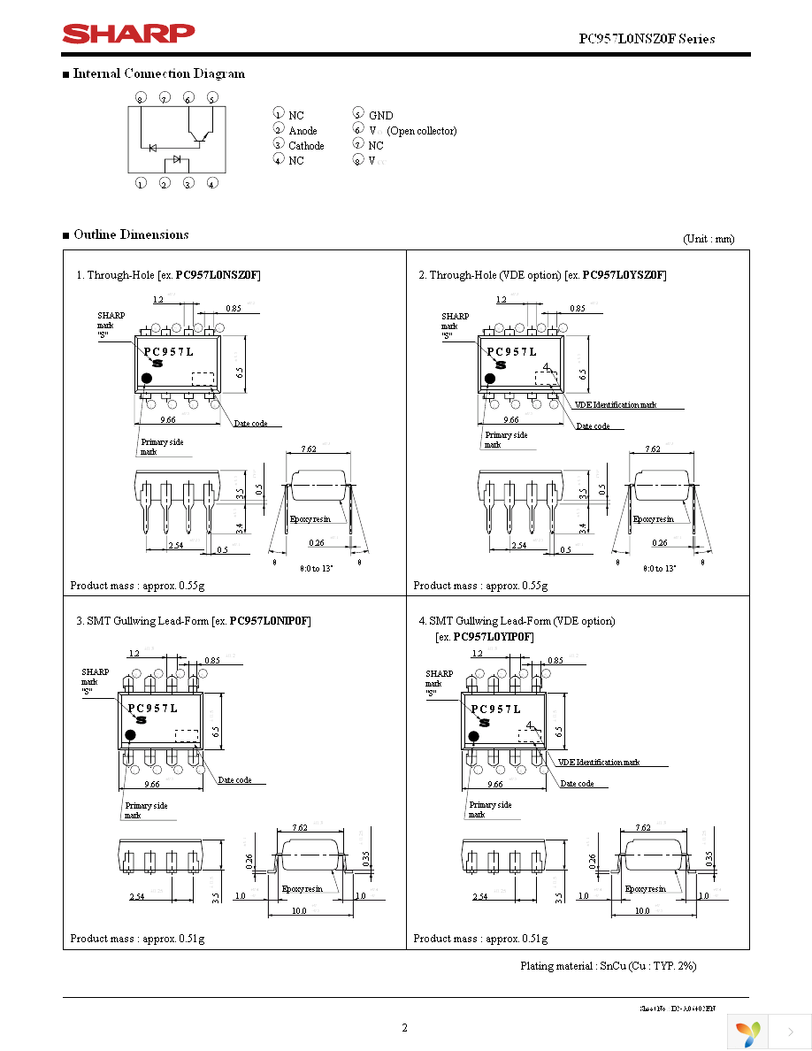 PC957L0NSZ0F Page 2