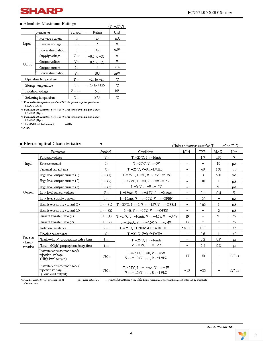 PC957L0NSZ0F Page 4