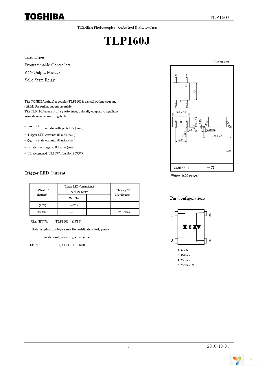 TLP160J(TPR,U,C,F) Page 1