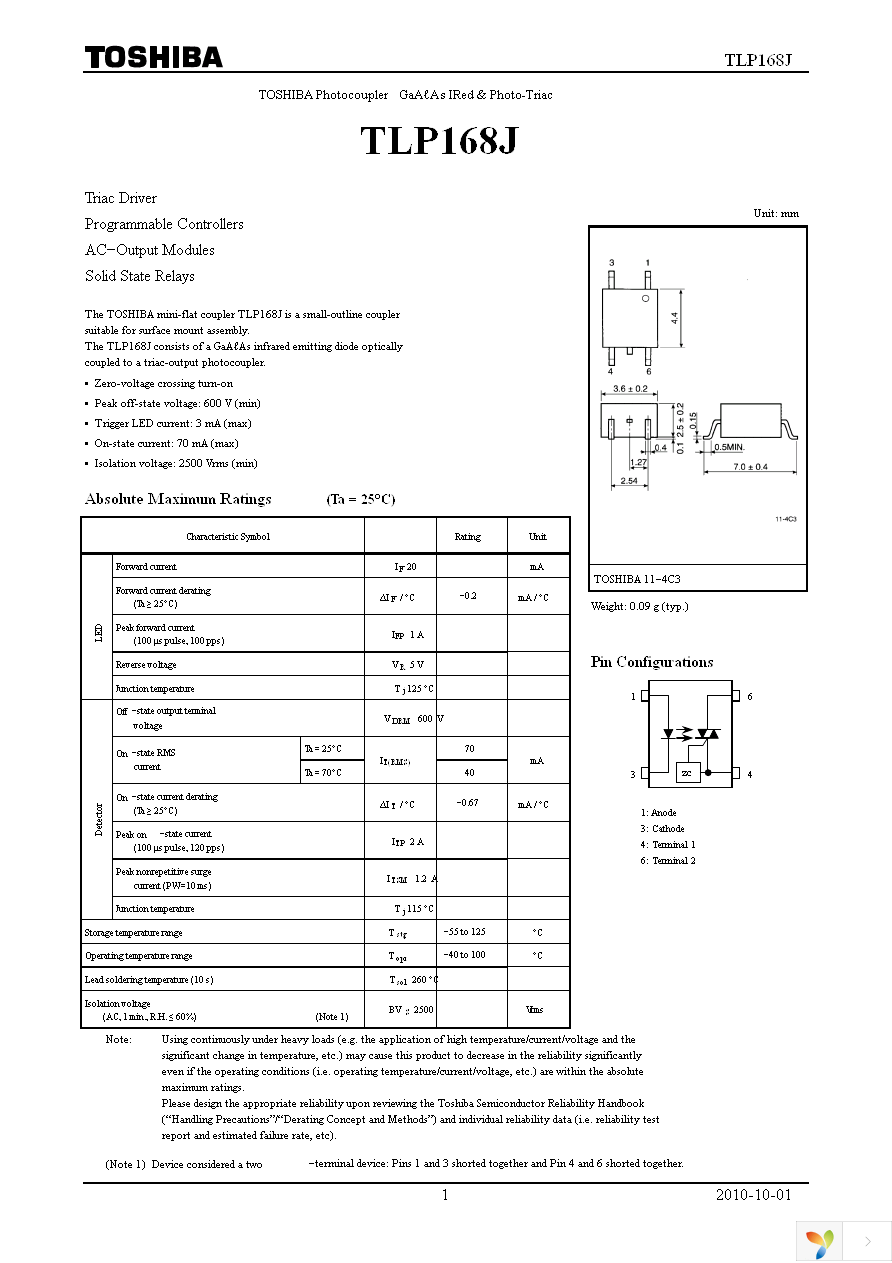 TLP168J(TPR,U,C,F) Page 1