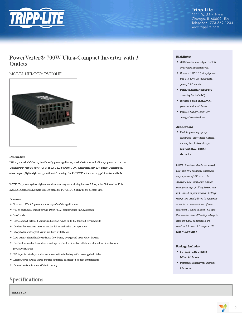 PV700HF Page 1