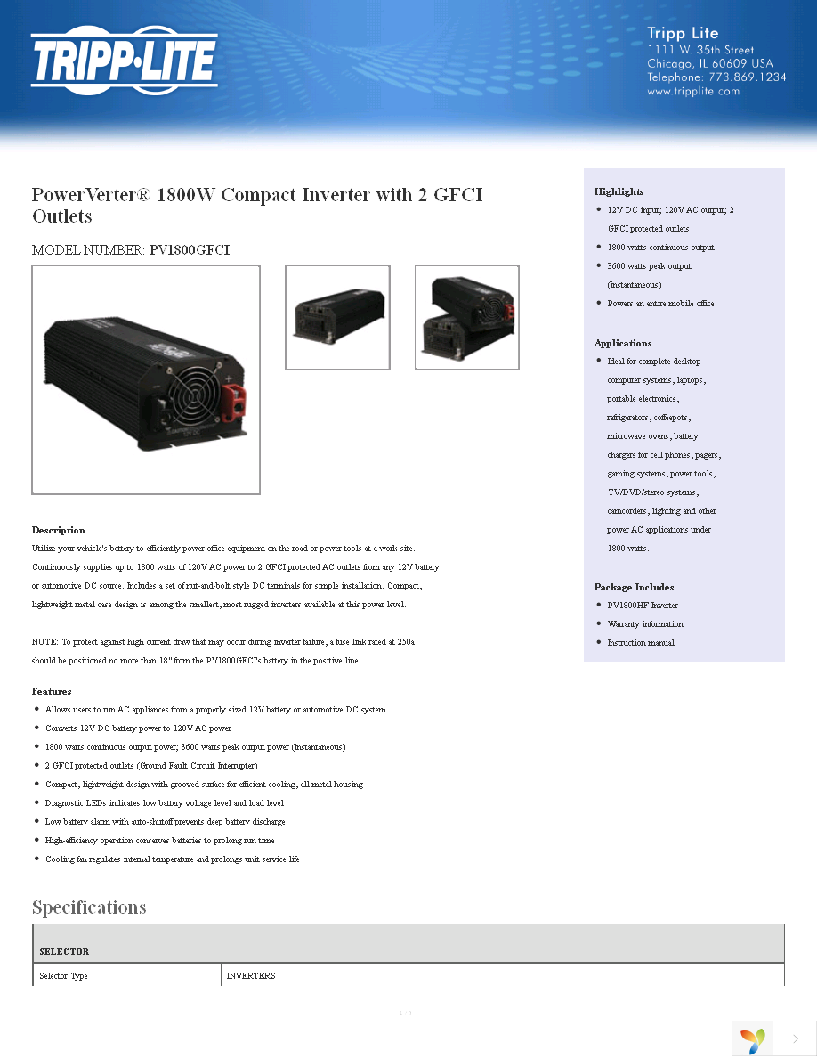 PV1800GFCI Page 1