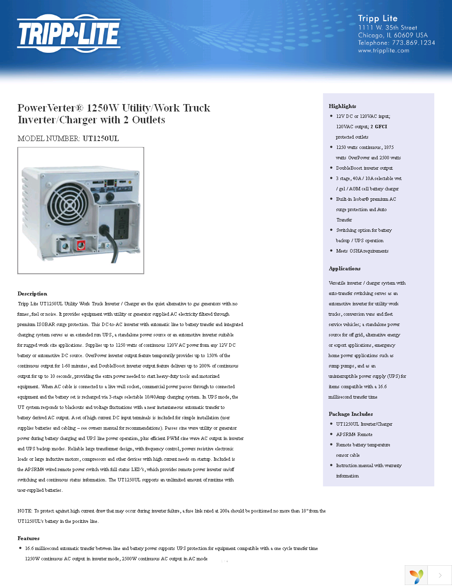 UT1250UL Page 1