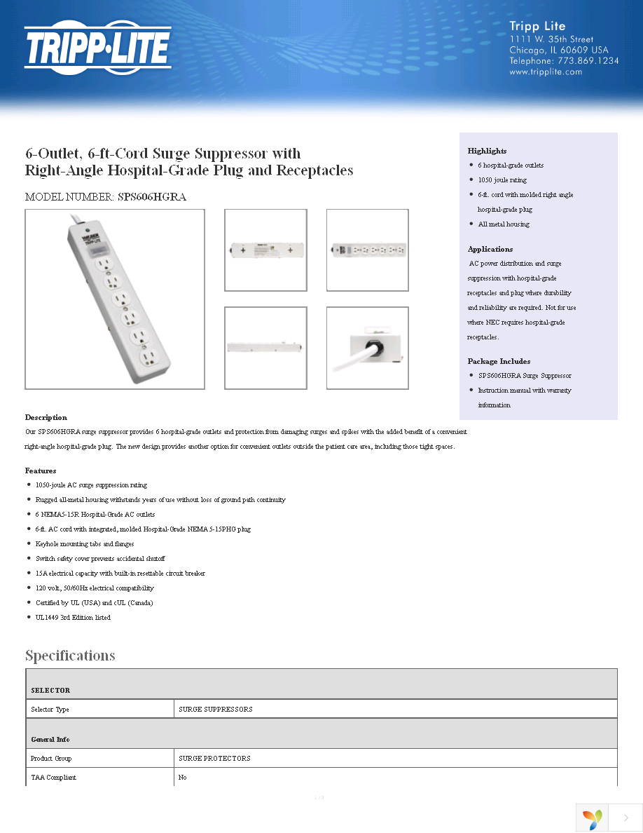 SPS606HGRA Page 1