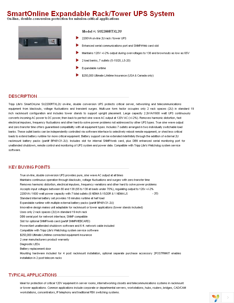 SU2200RTXL2UA Page 1