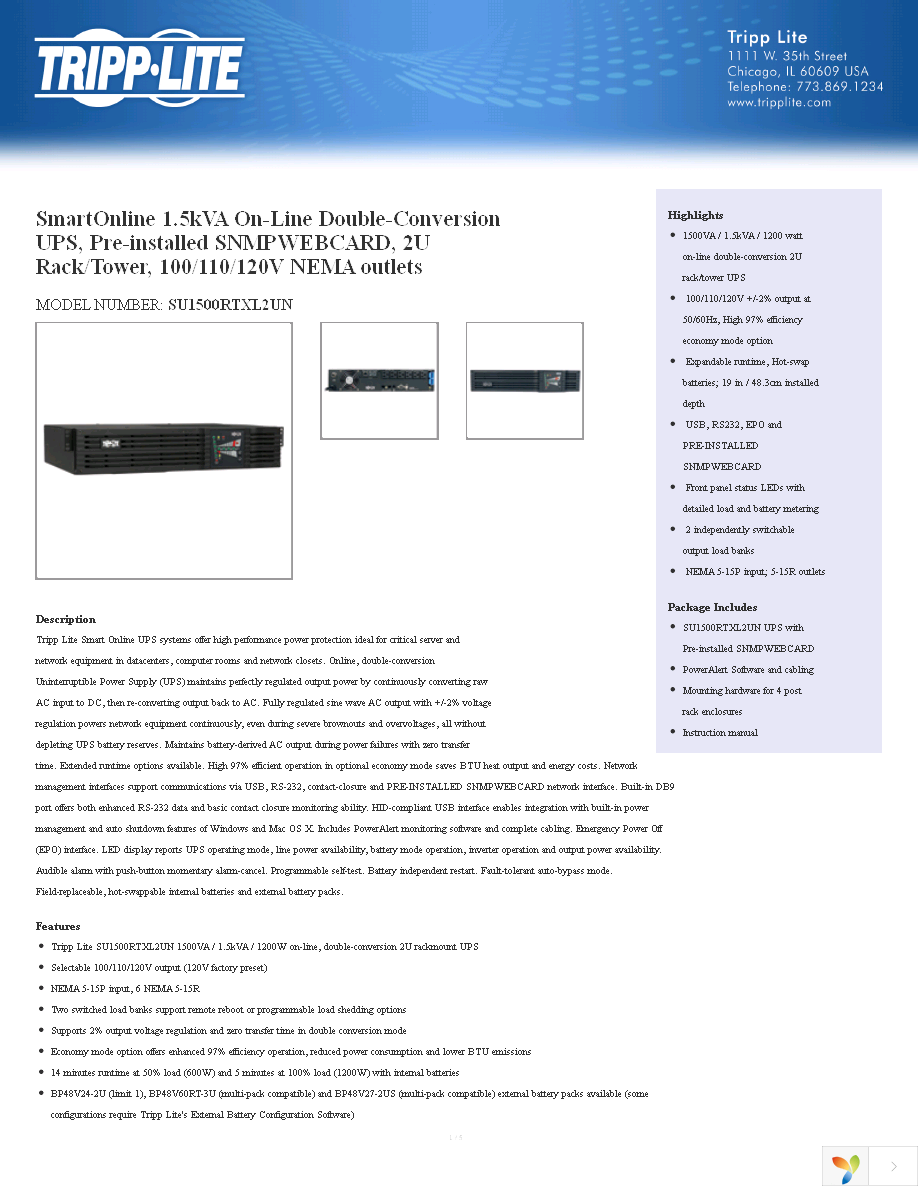 SU1500RTXL2UN Page 1