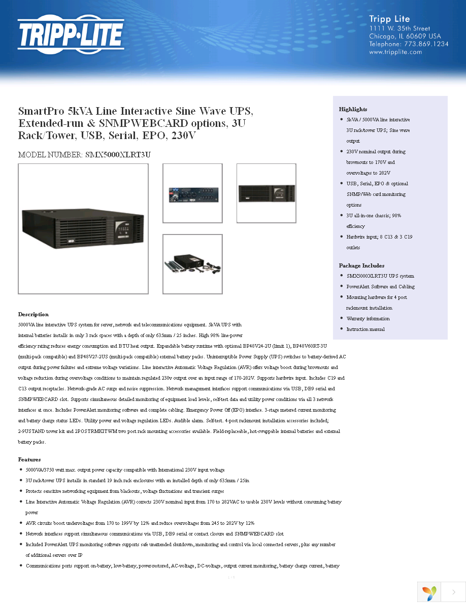 SMX5000XLRT3U Page 1